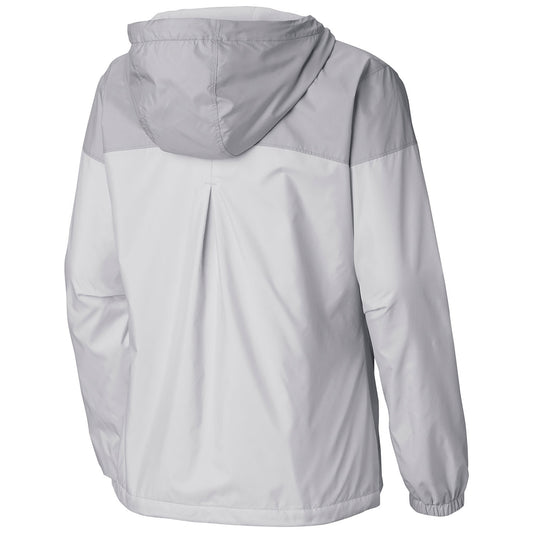 Women's Columbia USWNT Flash Forward Lined Windbreaker in White and Grey - Back View