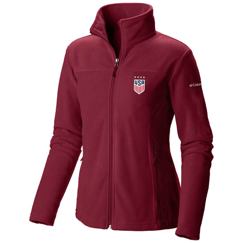 Women's Columbia USWNT Give and Go F/Z Red Fleece in Red - Front View