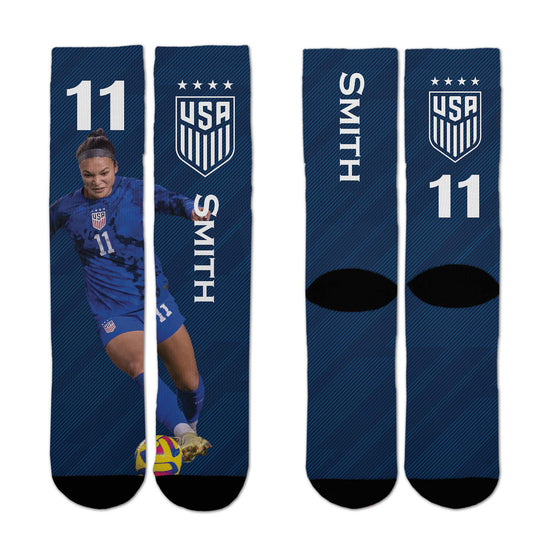 For Bare Feet Smith 11 Slash Navy Socks - Front and Back View