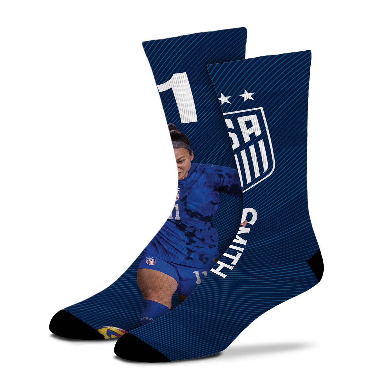 For Bare Feet Smith 11 Slash Navy Socks - Side View