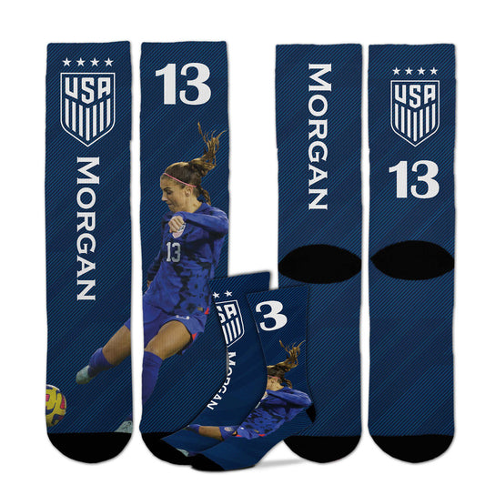 For Bare Feet Morgan 13 Slash Navy Socks - Front and Side View