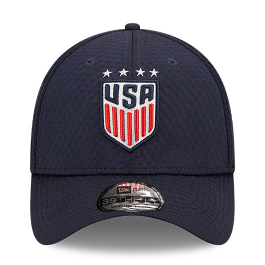 Men's New Era USWNT 39Thirty Essential Max Weave Mesh Hat in Navy - Front View