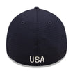 Men's New Era USWNT 39Thirty Essential Max Weave Mesh Hat in Navy - Back View