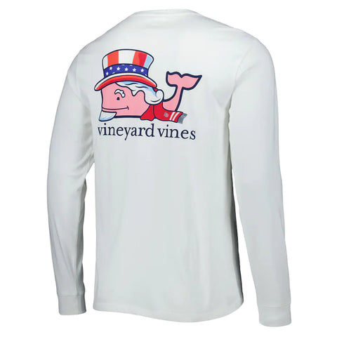 Men's Vineyard Vines USA LS Uncle Sam White Tee / 2x