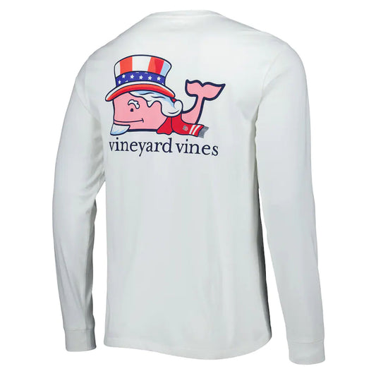 Men's Vineyard Vines USA LS Uncle Sam White Tee - Back View