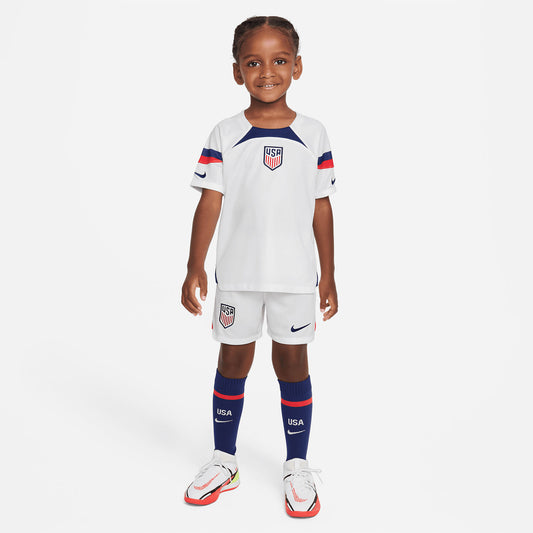 Little Kids Nike USMNT Home Soccer Kit in White - Front View