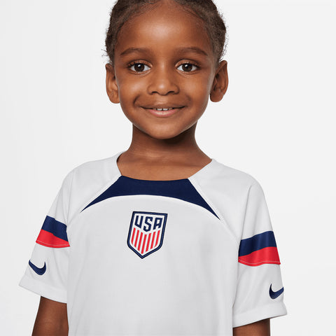 Little Kids Nike USMNT Home Soccer Kit in White - Close Front View